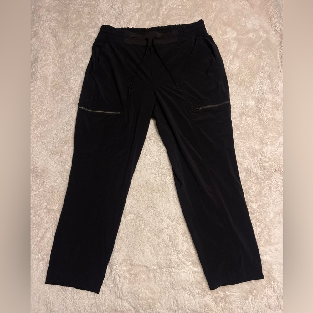 Athleta Jogger Pants Women's Sz 16 Black Drawstring Waist Pockets Athleisure